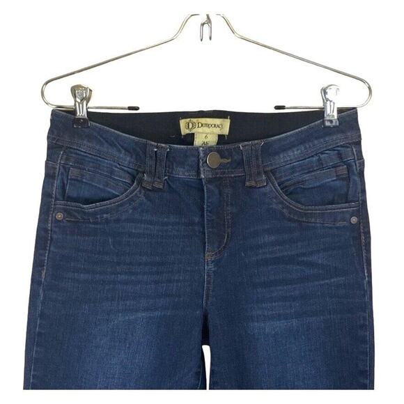 Democracy Ab Technology Crop Jeans Blue Dark Wash Raw Hem Stretch Women Sz 6 - Picture 3 of 12